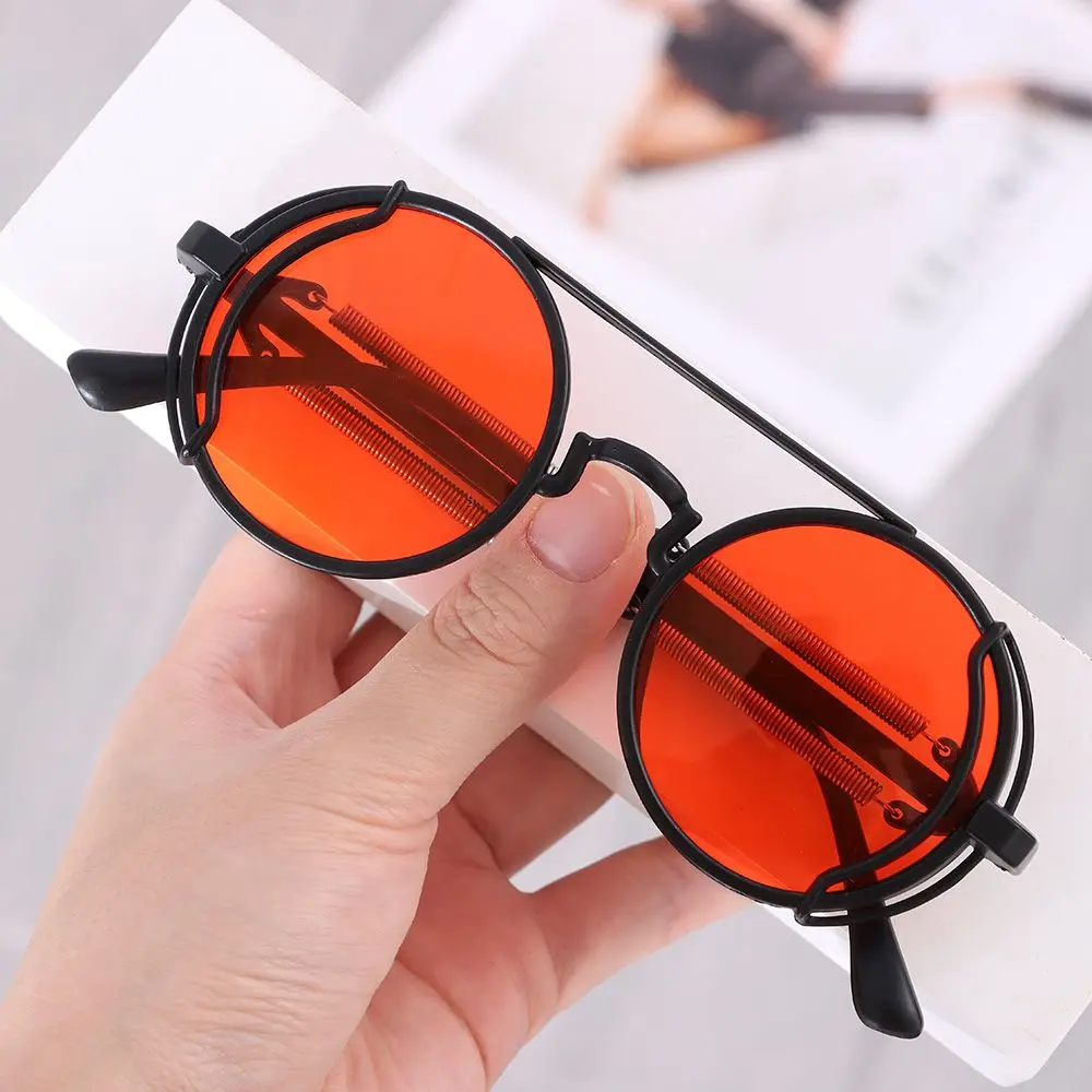 

Fashion Trendy Double Spring Temples Punk Round Sunglasses Men's Eyewear Sun Glasses Steampunk Sunglasses