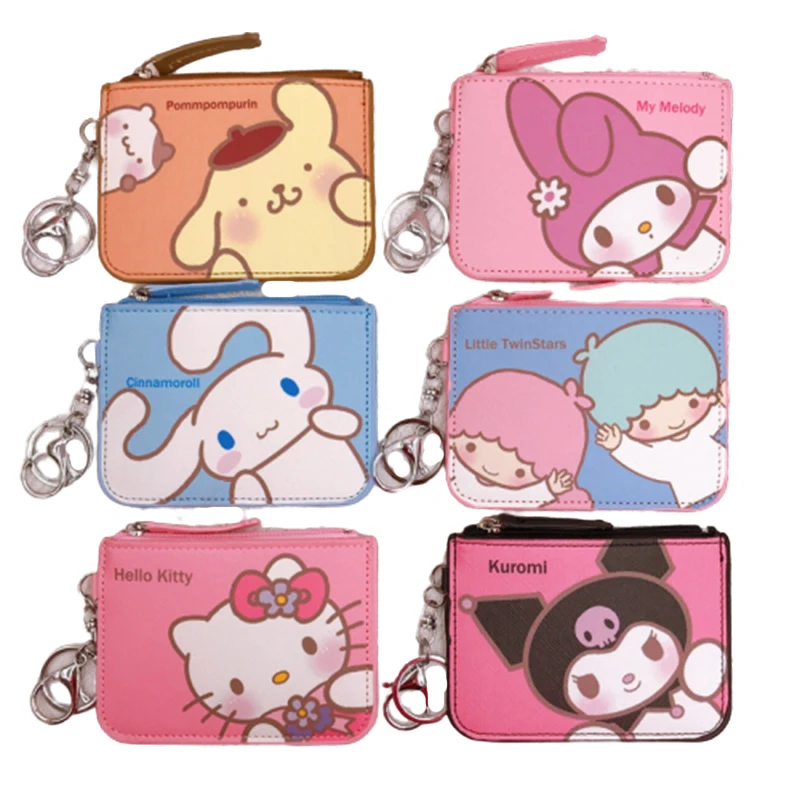 

Kawaii Anime Cinnamoroll My Melody Kuromi Kittys Pompom Purins Littletwinstars Pu Leather Coin Purse Child Girl Birthday Present