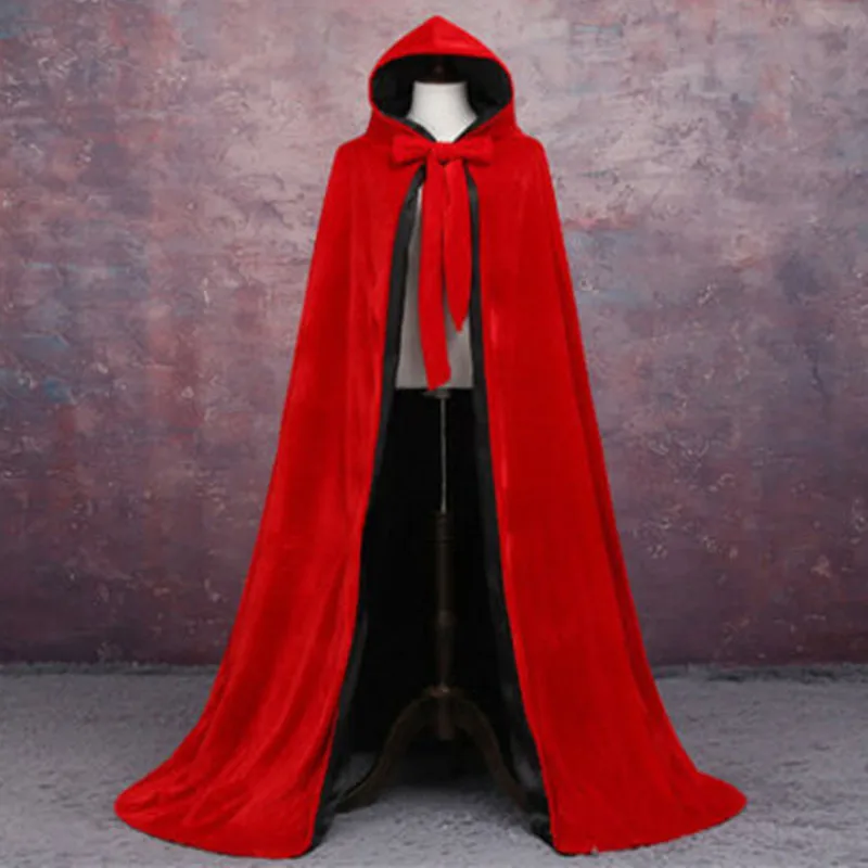 

New Arrival Adult Men Women Velvet Hooded Halloween Costumes Cloak Medieval Witch Vampire Magician Cape Fancy Dress Cosplay Coat