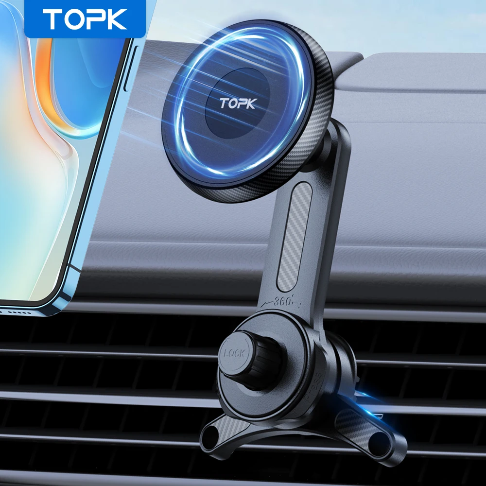 

TOPK Сильный Магнитный Автомобильный Держатель Для Телефона, Совместимый С MagSafe Для iPhone 15, Вентилируемый Дизайн