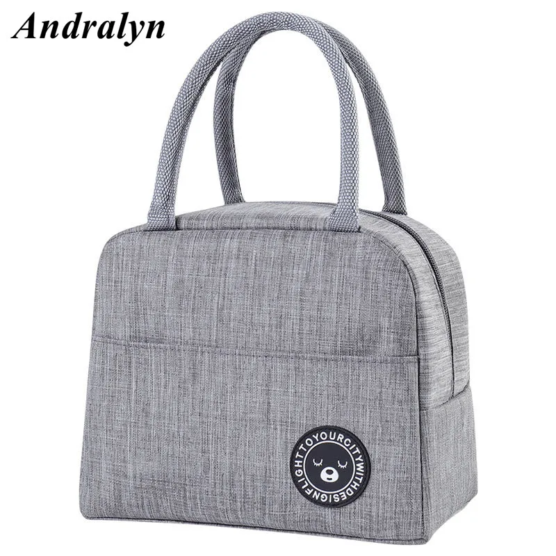 

Thermal Lunch Dinner Bags Canvas Blue Letter Handbag Picnic Travel Breakfast Box School Child Convenient Lunch Bag Tote Food Bag