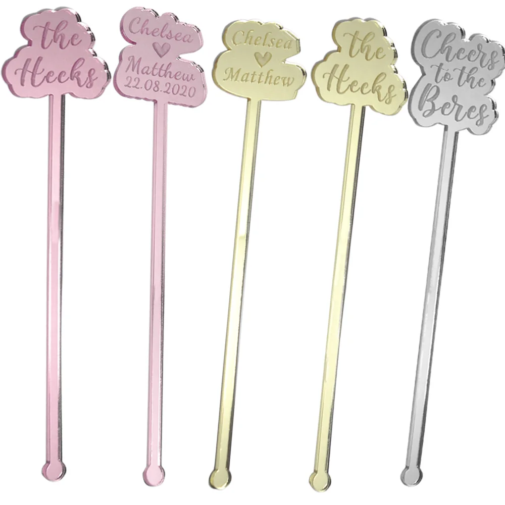 

Personalized Engraved Drink Stirrers Acrylic Custom Stir Sticks Wedding Cocktail Stirrers Name Swizzle Sticks Gift 18cm or 15cm