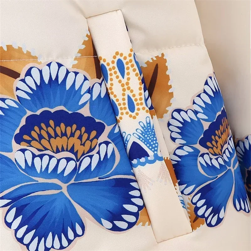 Женское Стеганое пальто на молнии свободное короткое хлопковое с этническим