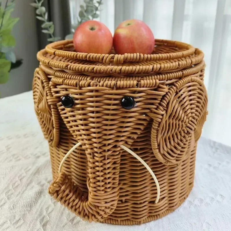 Креативный милый слон с крышкой корзина орнаментом для гостиной ванной комнаты