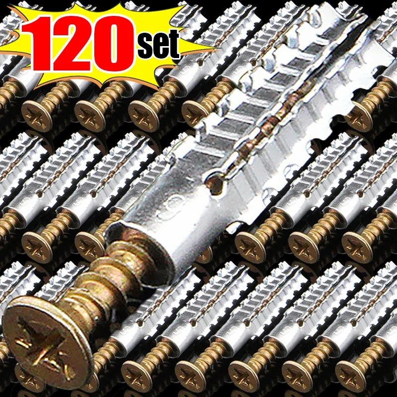 

120/10 компл., зубчатая стальная металлическая расширительная трубка, обустройство дома, настенный анкер, новый саморез, сверлильный винт, болт, якорь