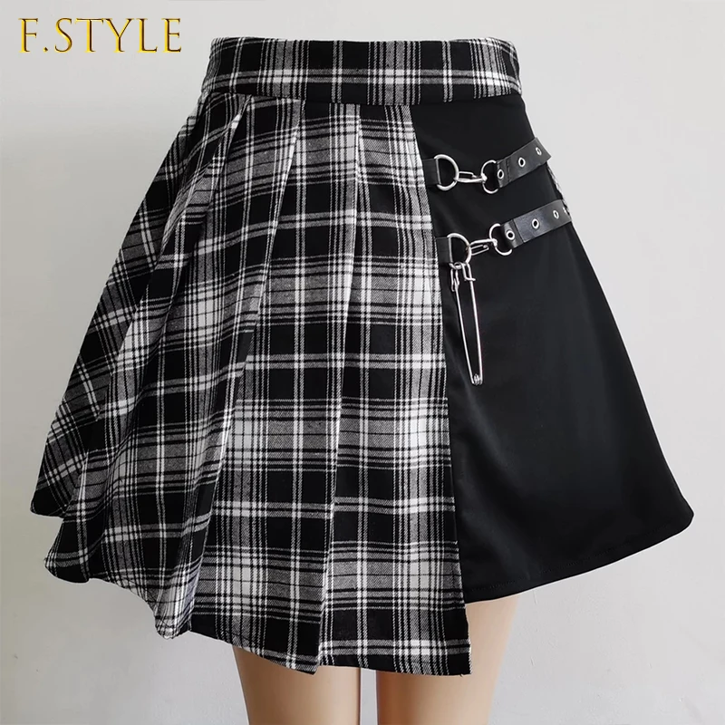 

Sweet Women Pleated Skirt Fashion Plaid Mini High Waist Chic Skirt Kawaii Summer Casual Ladies Plaid Pleated Skirt