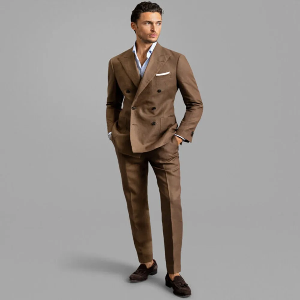 2023 Men's Suit 2-Piece Double Breasted Suit Wedding Groom Best Man Dress Business Office Casual Party Clothing