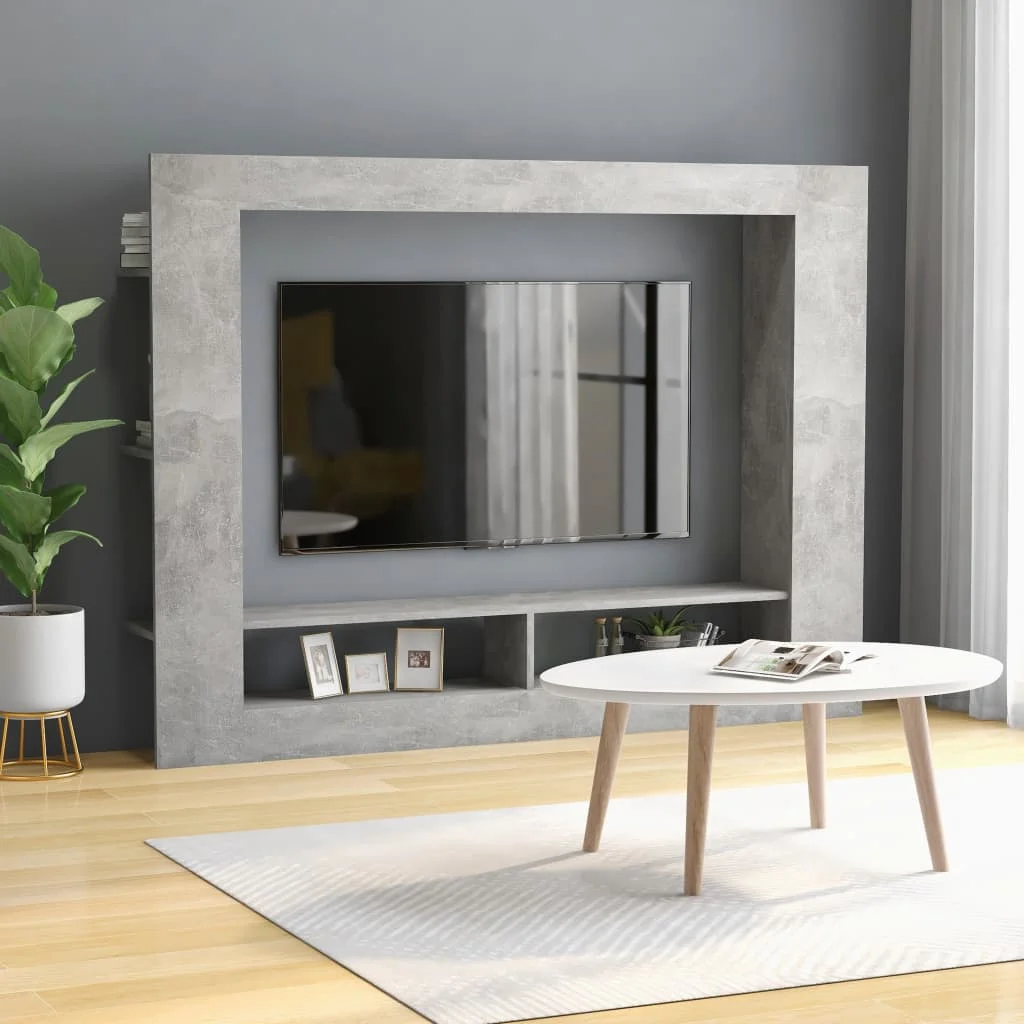 

TV Media Console Television Entertainment Stands Shelf Concrete Gray 59.8"x8.7"x44.5" Chipboard