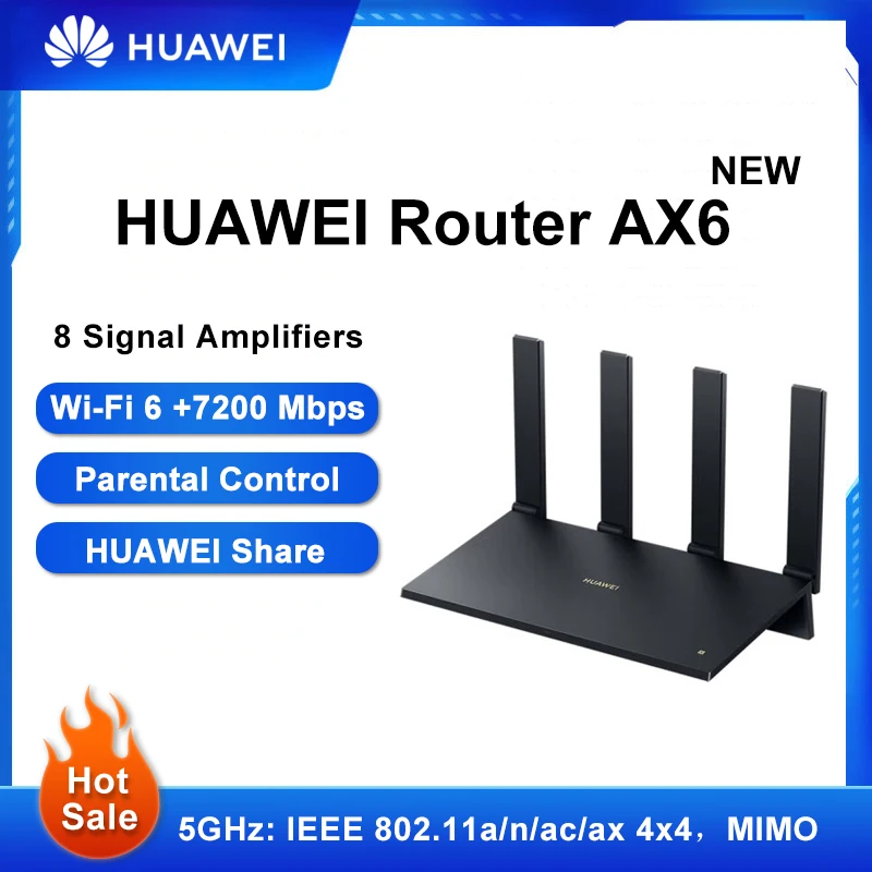 NEW 5G Huawei AX6 Router Dual-band 4K QAM 8 Independent Signal Amplifiers HD movie in 8 Seconds 7200Mbps Home Internet Router