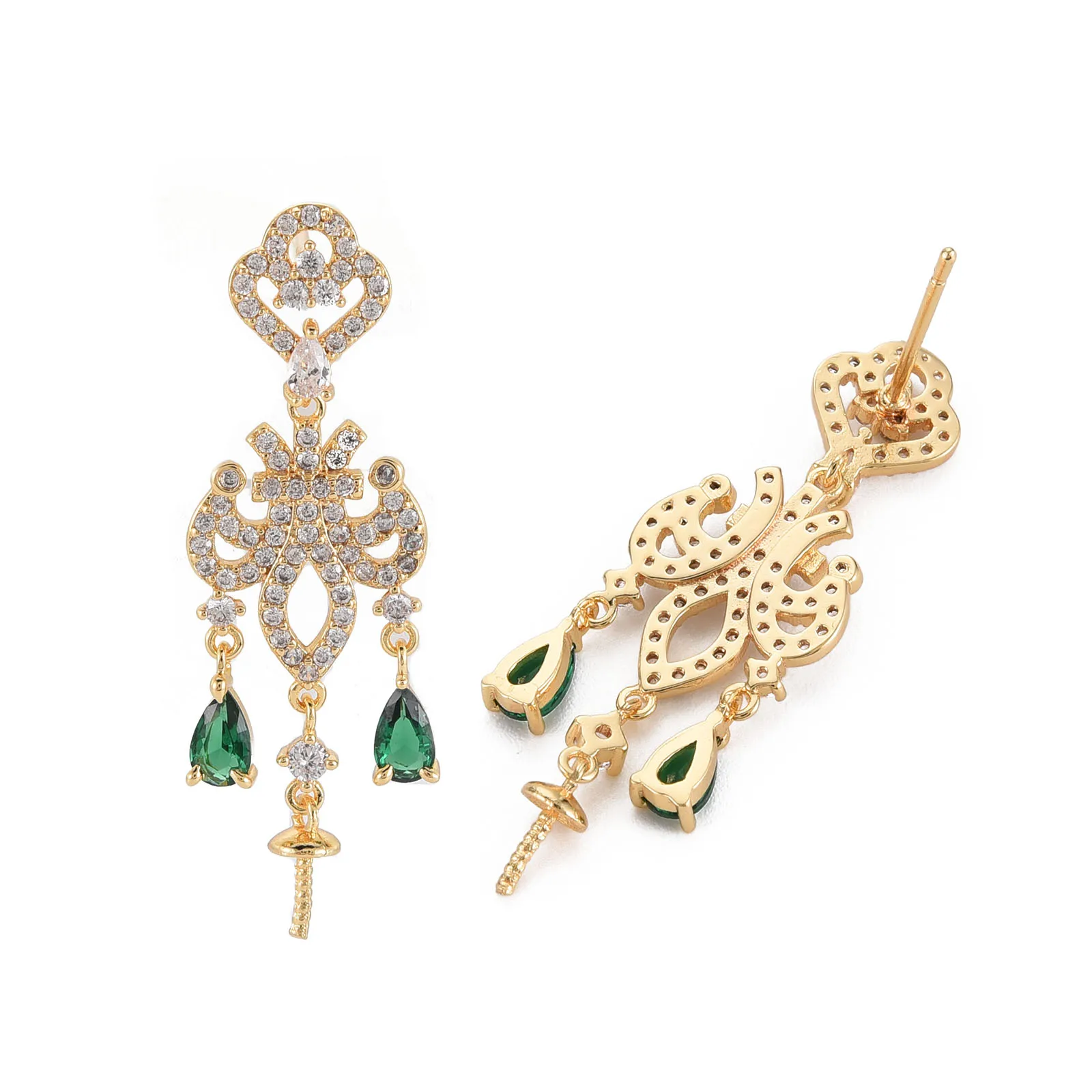 10 шт. латунные серьги-гвоздики с фианитом