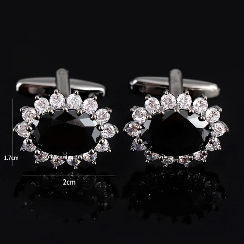 HUISHI Gold Cufflinks For Men Customized Designer Of Luxury Brands Big Blue White Crystal Cuff Links Mens Shirt Cuff Link