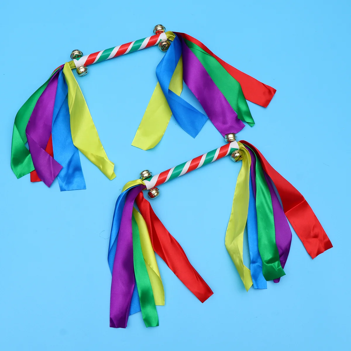 

2pcs Dance Cheer Ribbon Cheer Pom Dancing Streamers Cheerleader Pom Poms Ribbon Fairy Wands with Bell Cheer Poms Props