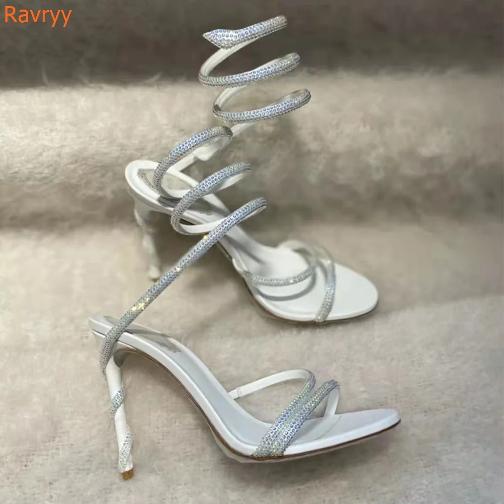 Сандалии женские без шнуровки открытый носок высокий каблук-шпилька ремешок