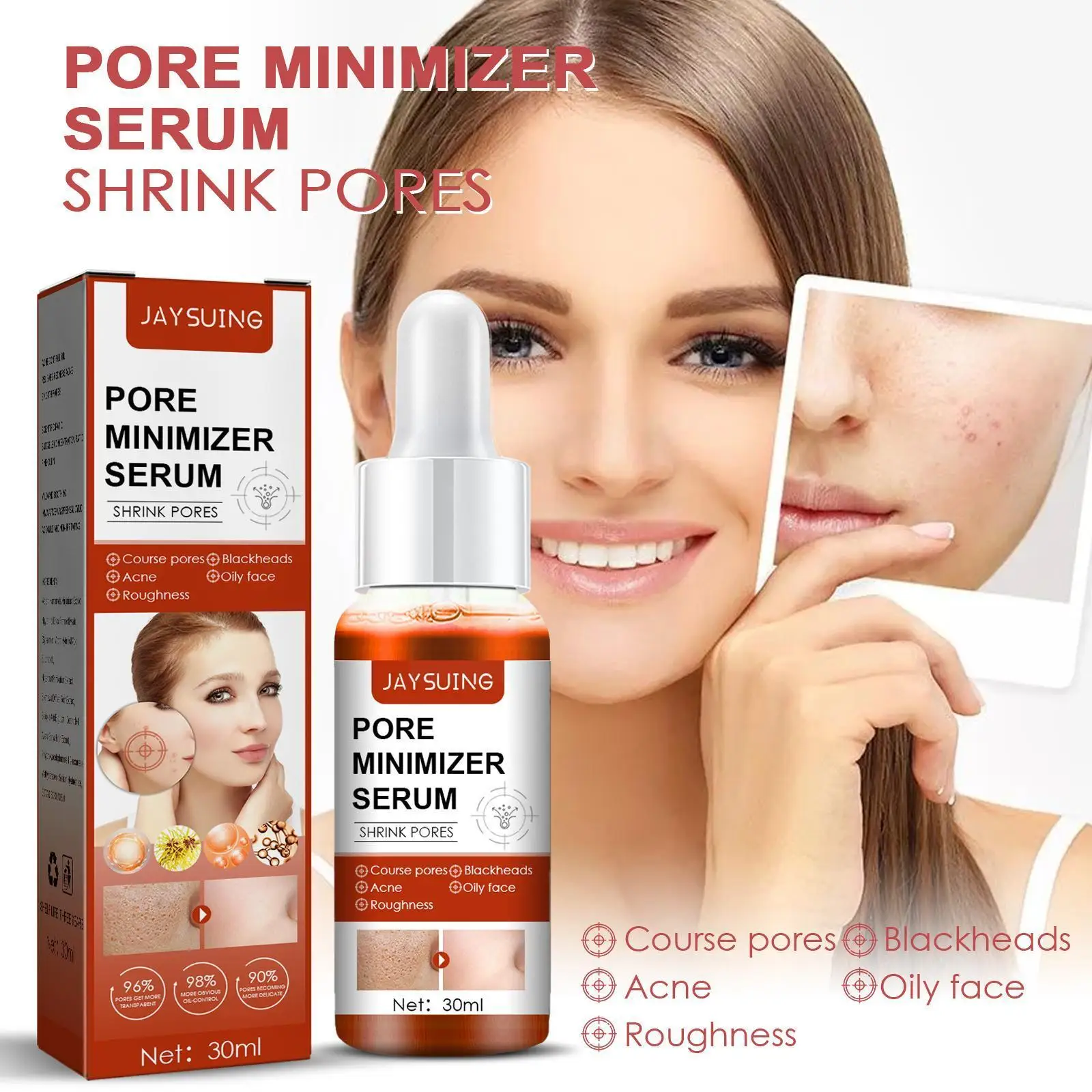 

Salicylic Acid Face Serum Shrink Pore Anti-Acne Removal Essence Repair Whitening Skin Care Blackhead Exfoliating Moisturizi E0Y3