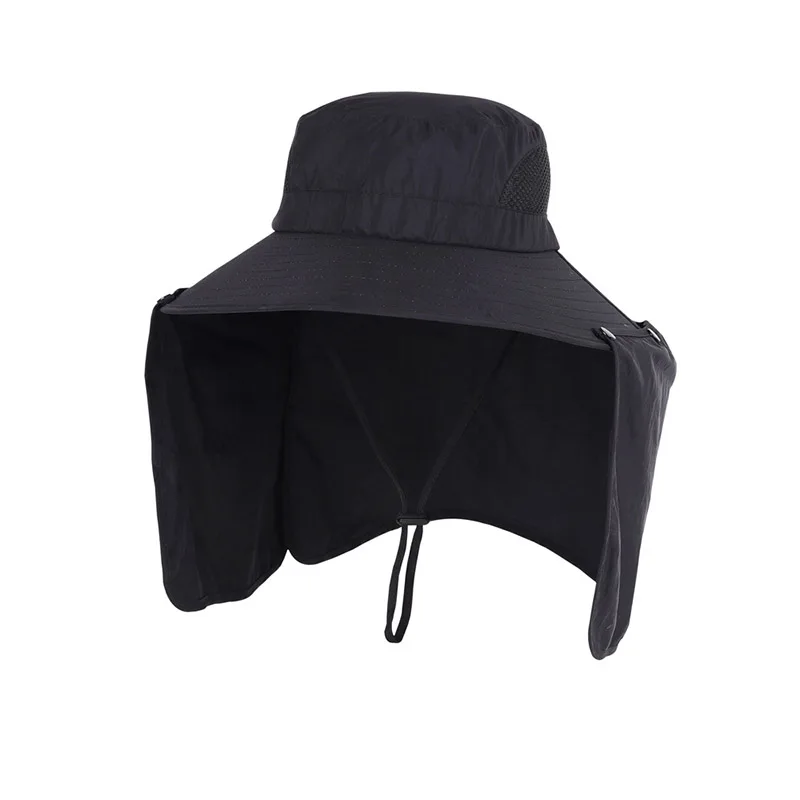 

Шляпа от солнца с широкими полями для мужчин и женщин, летняя Складная шапка с защитой от УФ излучения, с защитой шеи и откидной крышкой, боль...