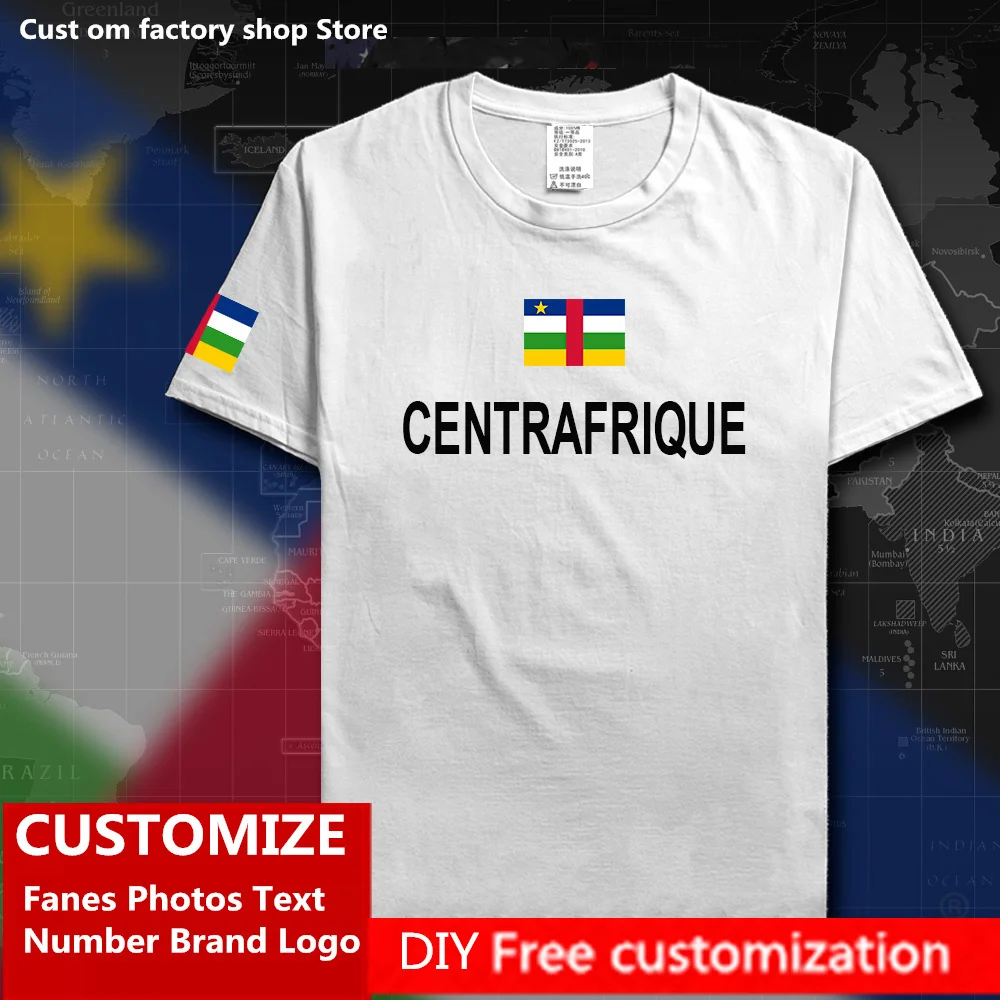 

Central African Republic Centrafrique T shirt Custom Jersey Fans DIY Name Number Brand LOGO Fashion Hip Hop Loose Casual T-shirt