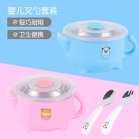 childrens cutlery set 2022 new bowls spoon fork water filled insulation bowl baby safety food supplement practice cutlery sets