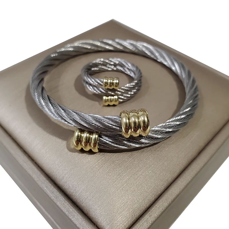 Комплект из браслета и кольца нержавеющей стали 316L