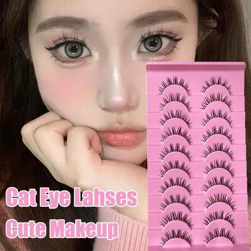 New Asian Eyelashes for Cute Makeup Natural False Lash Handmade Curl Soft Wispy Long Anime Lash Reusable Korean Style Makup Tool