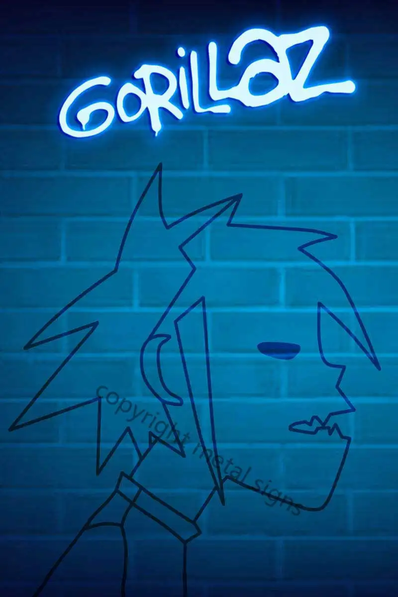 

Gorillaz настенная неоновая металлическая вывеска оловянные пластины настенный Декор для комнаты Ретро неоновая вывеска для кафе паба дома кл...