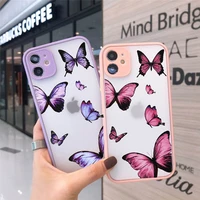 butterfly blue case for iphone 12 mini 11 pro max x xr xs 7 8 plus 6 13 se2020 clear transparent soft silicone phone cover capa