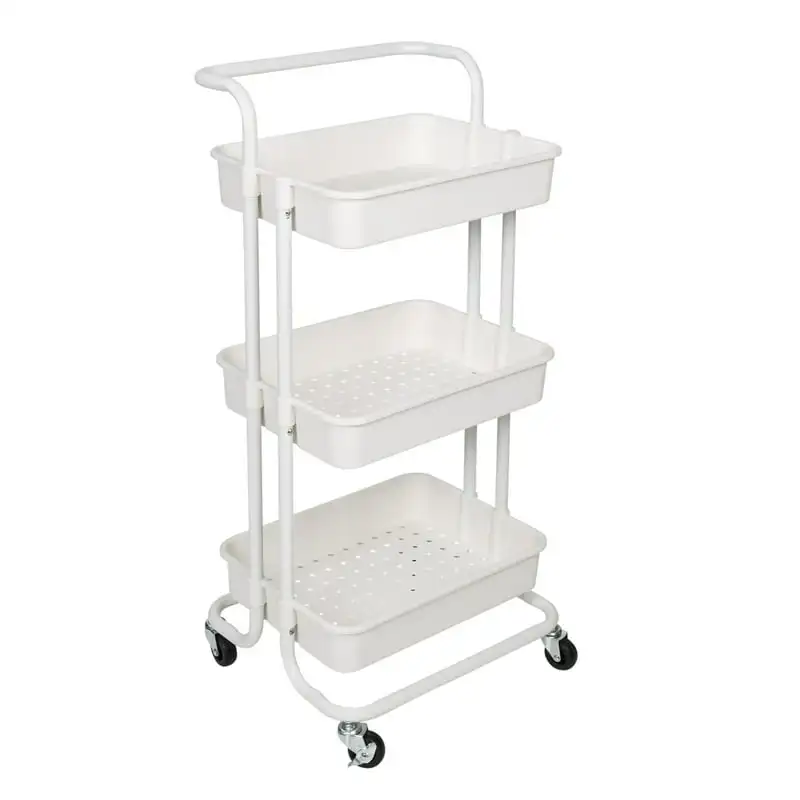 

Can Do, 3 Tier Rolling Craft Cart with Handle, White