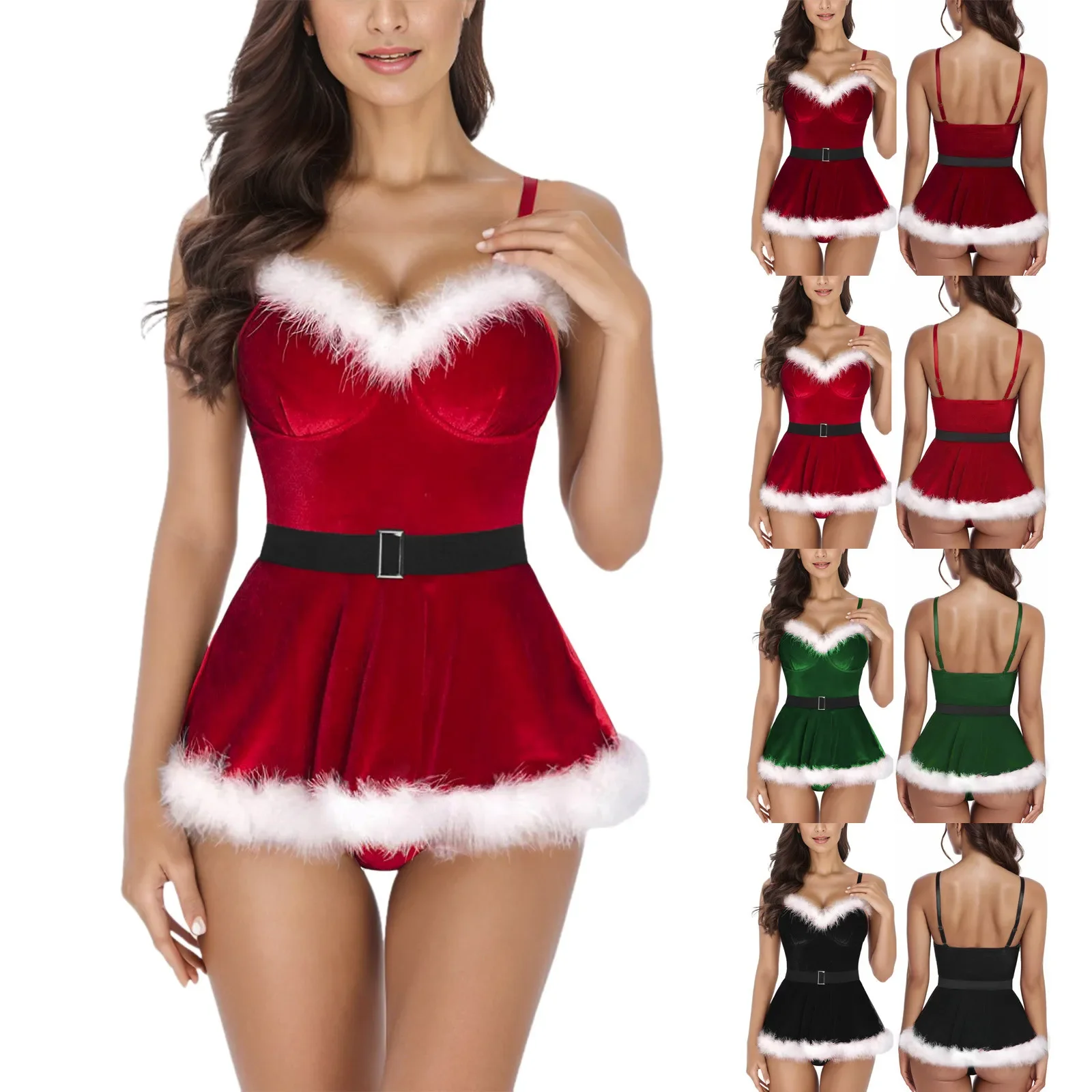 Ультра мини-ночная рубашка на Рождество Новый год 2024 женская домашняя одежда