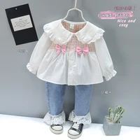 long sleeved small fragrance three piece set of long sleeved childrens clothing cheap wholesale in spring and summer