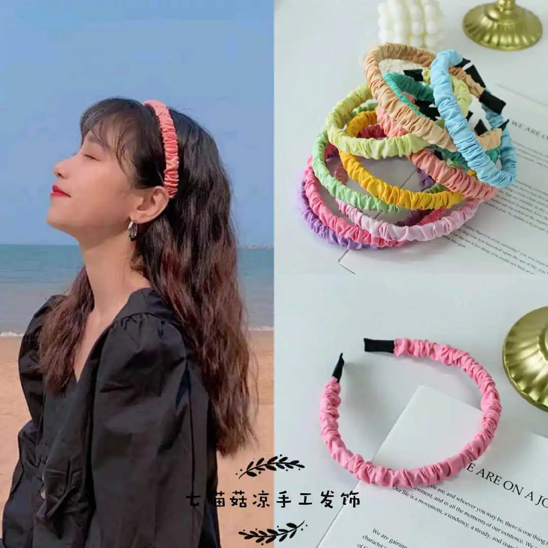 

Colorful Multi-purpose Headband Hair BB Clip Pleated Bubble Girl Hair Bundle Non-slip Head Hoop Ornaments Headdress