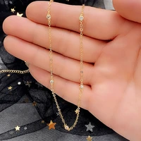 huitan simple choker necklace for female gold color small round cz chain necklace low key delicate women neck jewelry wholesale