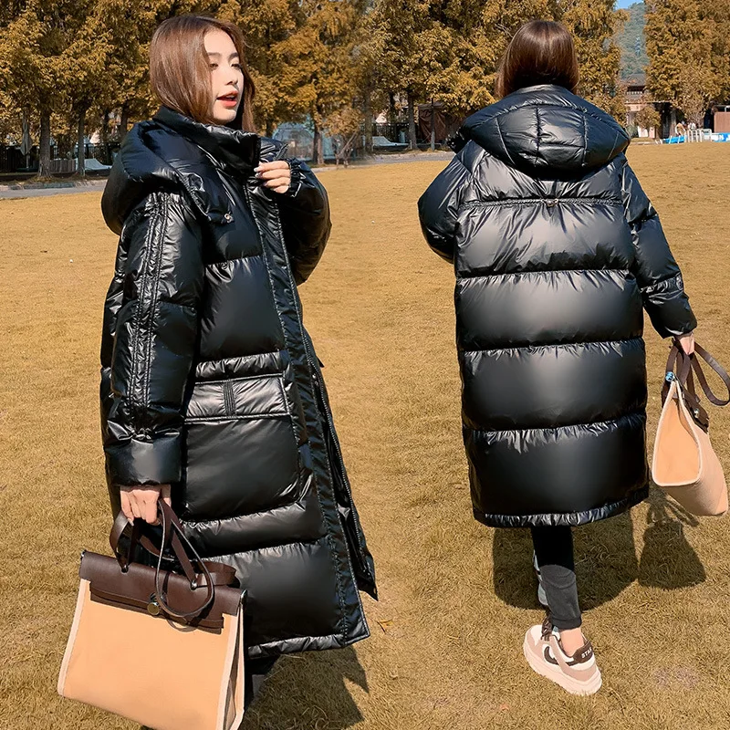 2022 Winter Down Jacket Women Hooded Coat Top Waterproof Wash-free Loose Long Style 90% White Duck Down Lightweight Warm Jackets