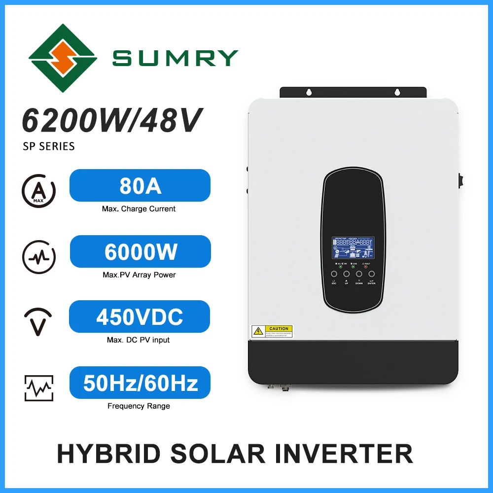 

6200W 48V Solar Inverter On Grid/Off Grid MPPT 110A Solar Charger Max PV Power 6000W 230V Out-put DC 48V for Battery Charger