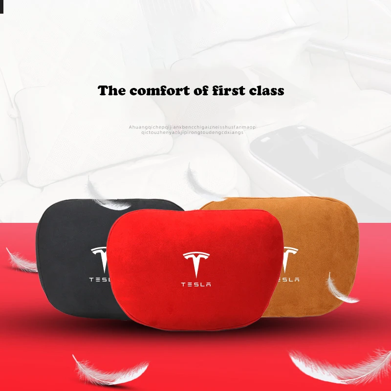 

Memory Soft Comfort Neck Cushion Logo Accessories Car Seat Headrest Neck Pillow for Tesla Model 3 Model Y Model S Model X