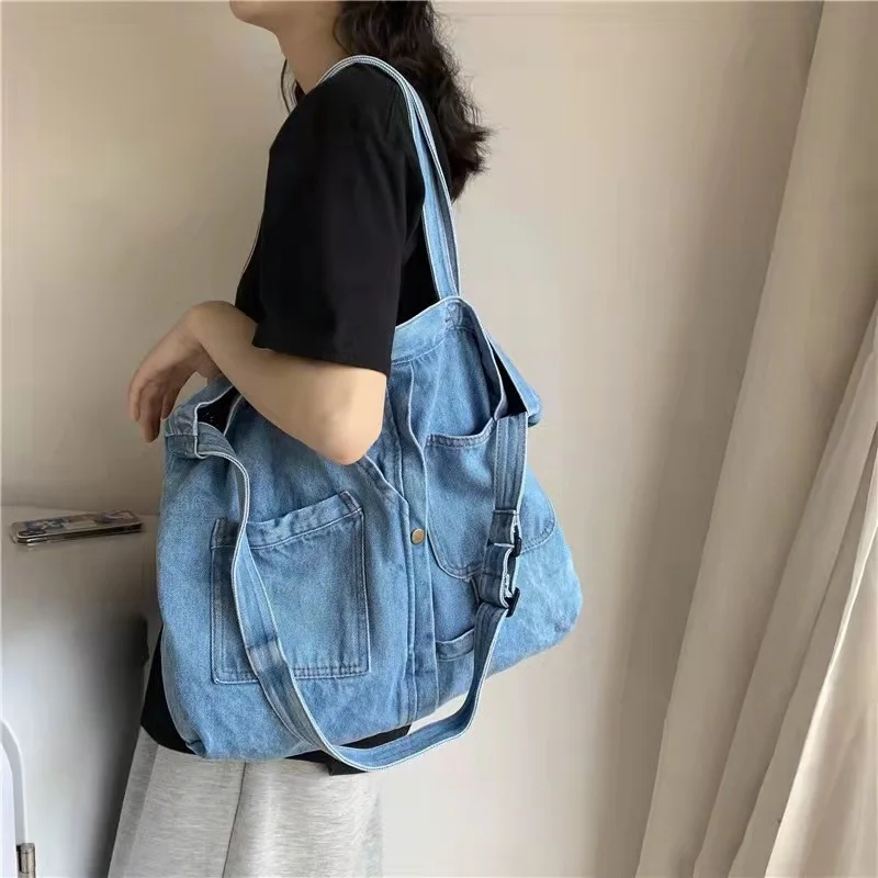 

2022 Summer New Tide Fashion All Match Denim Bag Simple Larger Capacity Single Shoulder Bags Boutique Student Shoulder Bag Cc