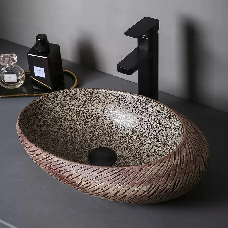

Industrial Wind Table Basin Creative Goose-shaped Balcony Washbasin Bathroom Ceramic Countertop Sinks 480*310*150mm