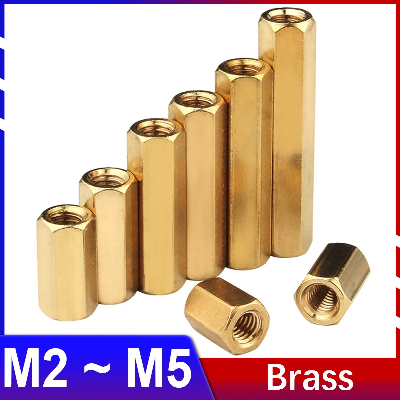 

M2 M2.5 M3 M4 M5 Brass Hexagonal Hollow Pillar Double-pass Hex Female Thread Bracket Column Female PCB Motherboard Gasket Nut