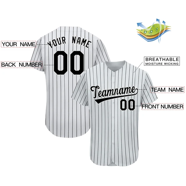 Customizable baseball jersey shirts print team personal name number stripe hip hop sportswear men/women/kids baseball clothing