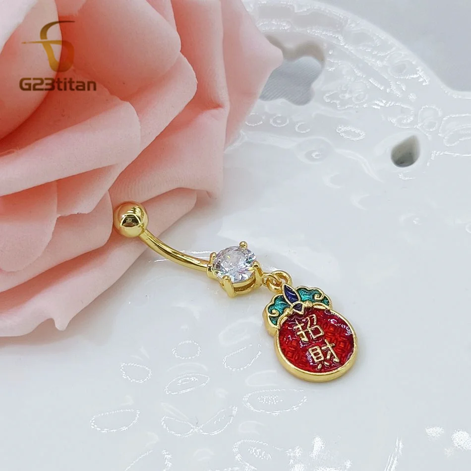 Золотопокрытое кольцо для пупка G23titan