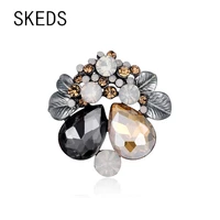 skeds exquisite women rhinestone flower corsage high quality decoration brooches pin luxury crystal party jewelry pins badges