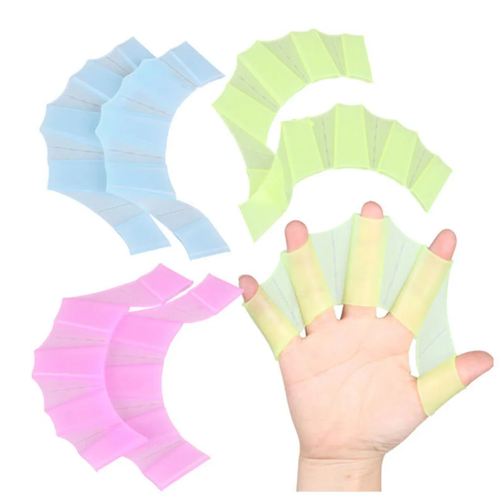 

1 Pair Silicone Swim Gear Fins Hand Paddle Web Flipper Training Webbed Gloves Soft Silicone Swimming Hand Finger Fin Accessories
