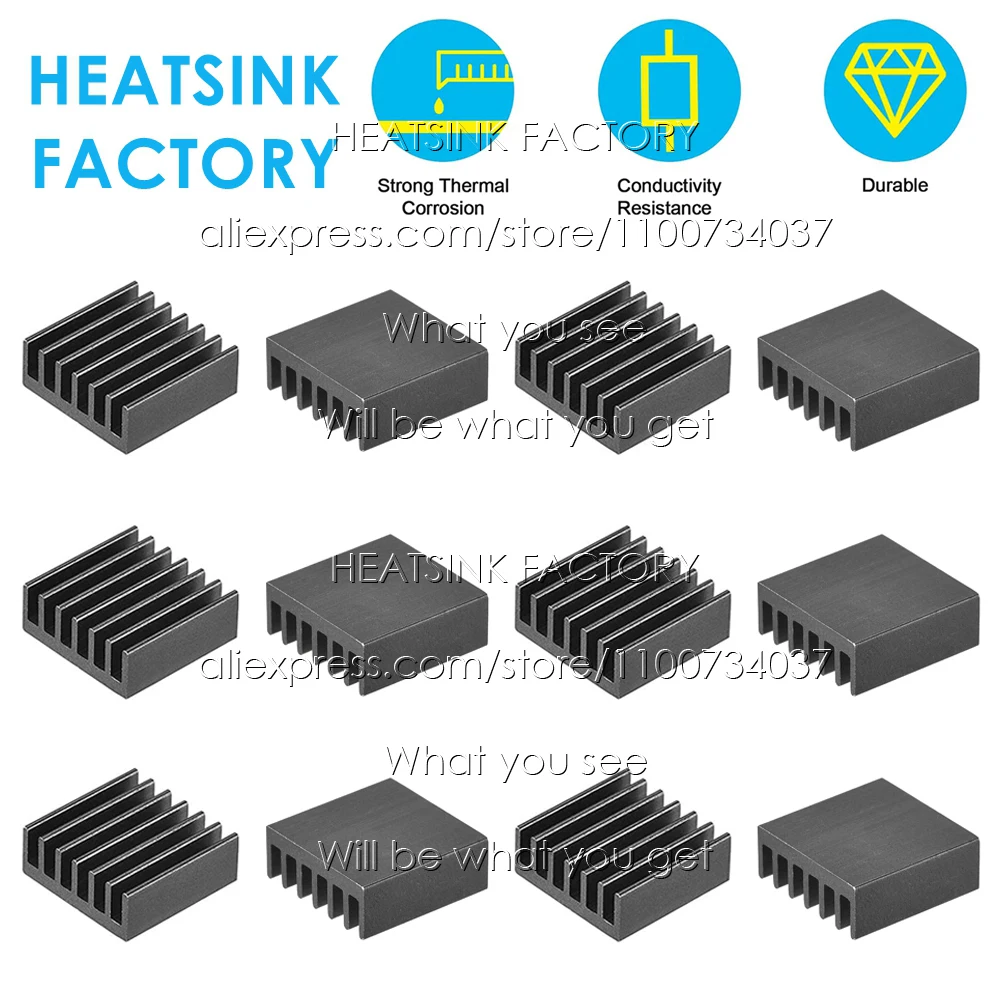 

Черный алюминиевый радиатор охлаждения 14x14x6 мм для электронного IC чипа MOS RAM AMD ЦПУ