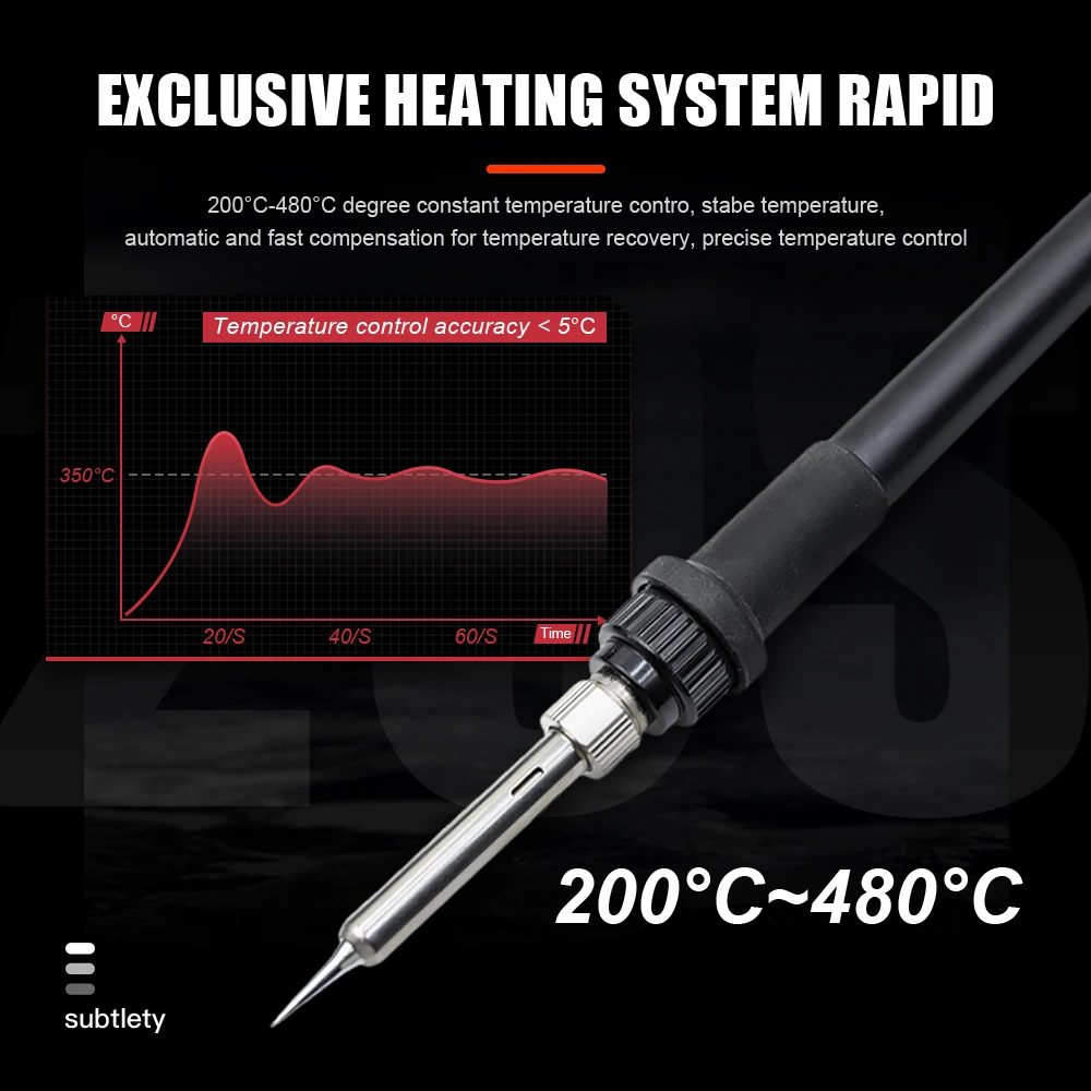Фото Паяльная станция 936, 60 Вт, с регулировкой температуры 200-480°C, электрический паяльник для ремонта и пайки №3