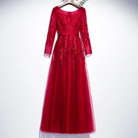 long sleeve evening dress 2022 appliques formal party dresses robe de soiree long prom gown