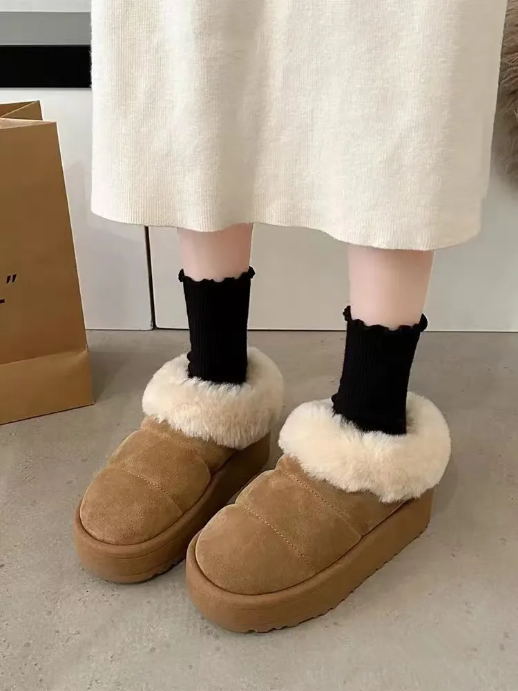 Дизайнерская брендовая женская обувь шерстяные интегрированные зимние ботинки