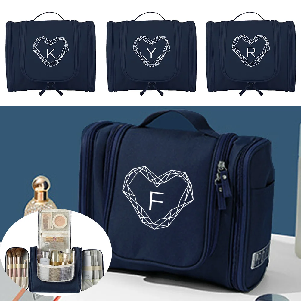 

Women Travel Makeup Bag Toiletry Kits Organizer Bags Hanging Unisex Washing Cosmetic Storage Make Up Cases Diamond Letter Series