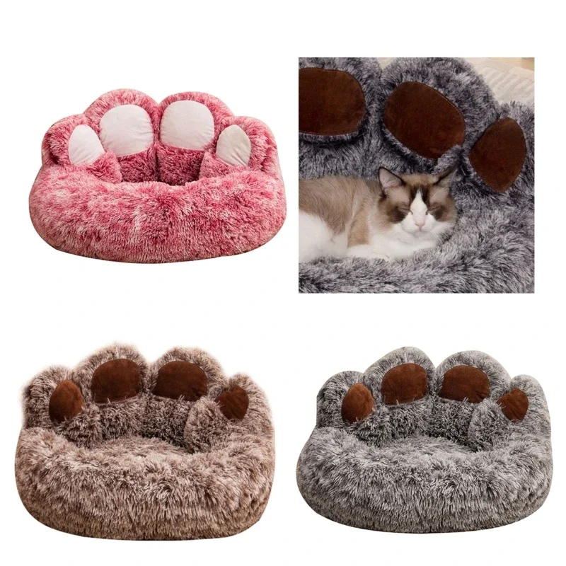 

Cute Bear Paw Cat Bed Sofa Plush Pet Sleeping Mat for Small Dogs Cats Winter Warm Kittens Beds Kennel Stuffed Seat Pet Supplies