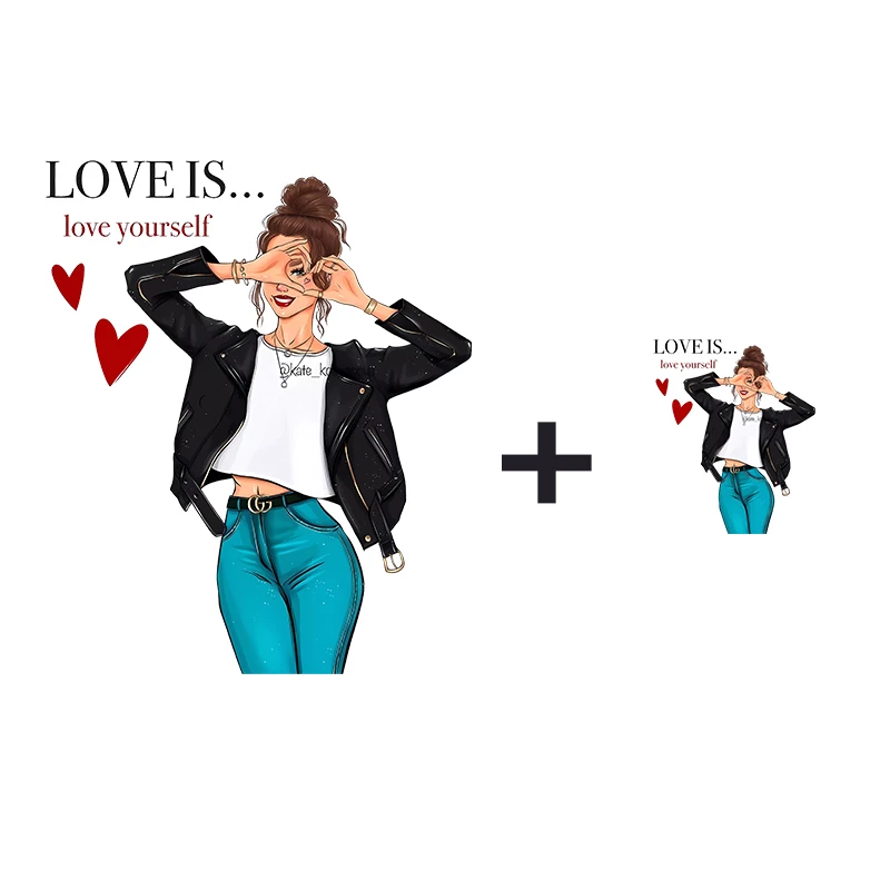 

Наклейки на одежду Love is Love Yourself Girl, термонаклейки из винила