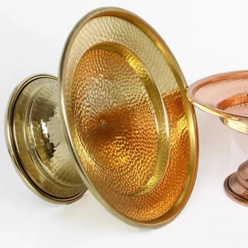 Тибетская тарелка с высокими фруктами и алтарями гравировка ручной работы