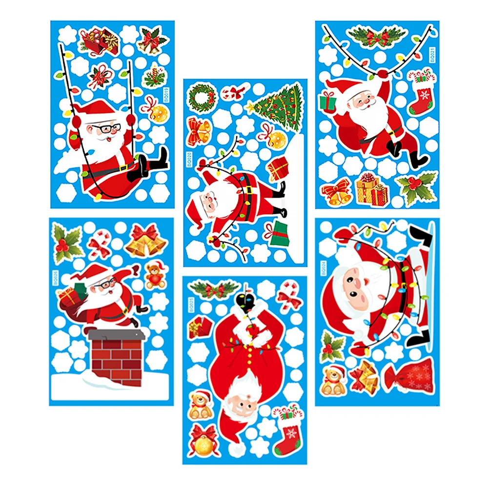

Window Christmas Decals Stickersstickercling Decorations Wall Santadoor Decoration Decorative