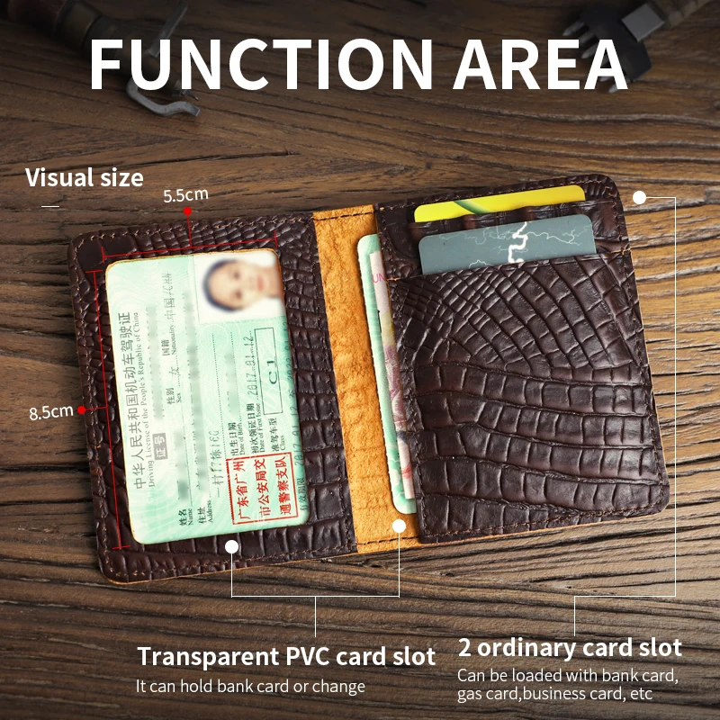 Retro Genuine Leather Driver License Holder Handmade Cowhide Card Slot Wallet Portable Small Credit Card Coin Purse Women, Men